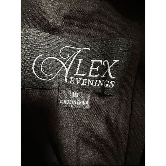 Alex Evenings Short Sheath Dress black size 10 with Embellished Illusion Necklin - Picture 5 of 5